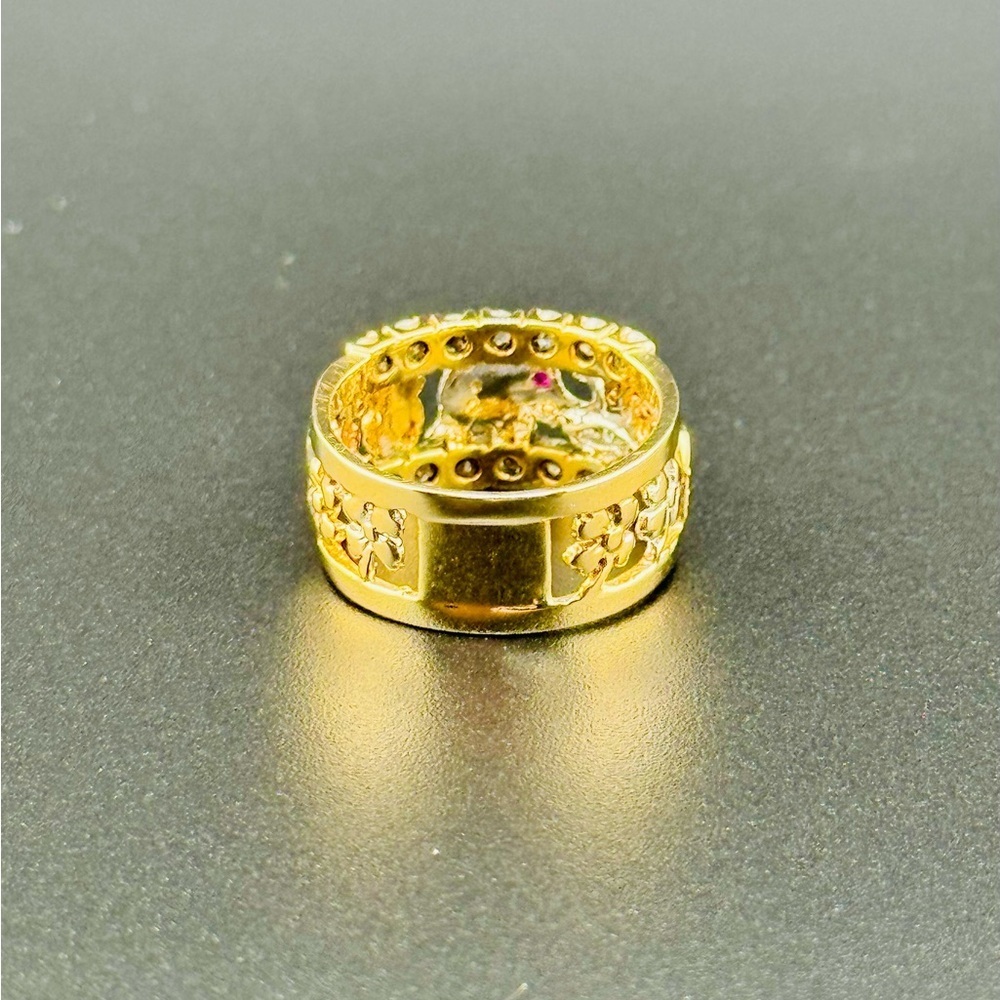 14K Yellow Gold Tri Color Men’s Good Luck/lucky Ring Size 8.5 Weight 5.7 Grams - Picture 7 of 16